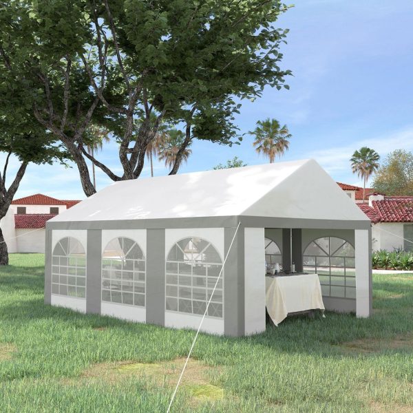 6 x 4m Party Tent, Marquee Gazebo with Sides, Six Windows and Double Doors - Image 2