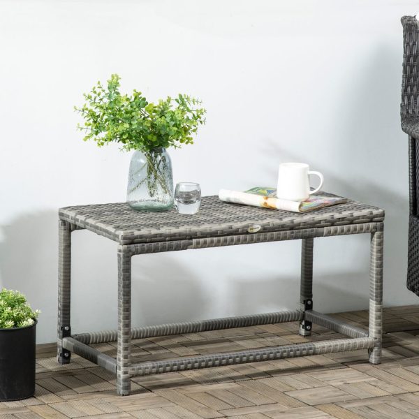 Outdoor Coffee Table w/ Plastic Board Under the Full Woven Table Top, Grey - Image 2