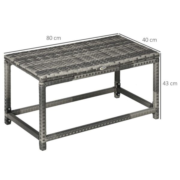 Outdoor Coffee Table w/ Plastic Board Under the Full Woven Table Top, Grey - Image 3
