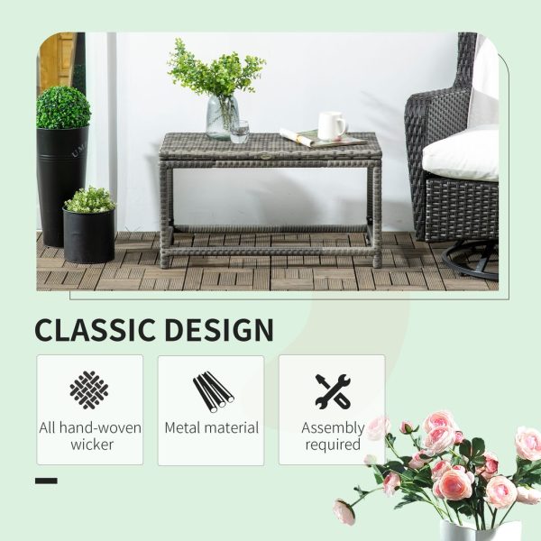 Outdoor Coffee Table w/ Plastic Board Under the Full Woven Table Top, Grey - Image 4