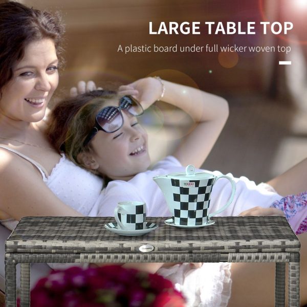 Outdoor Coffee Table w/ Plastic Board Under the Full Woven Table Top, Grey - Image 5