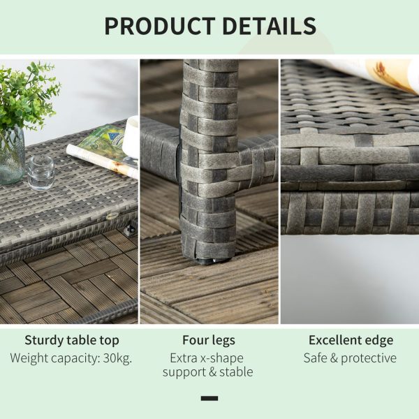 Outdoor Coffee Table w/ Plastic Board Under the Full Woven Table Top, Grey - Image 6