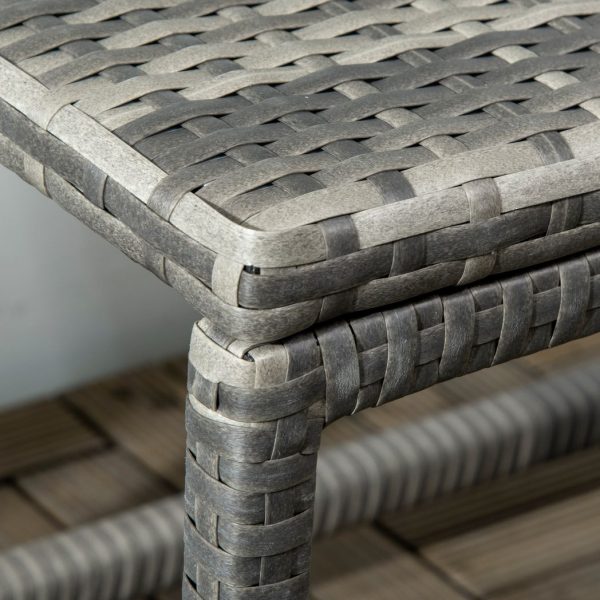 Outdoor Coffee Table w/ Plastic Board Under the Full Woven Table Top, Grey - Image 8