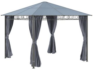 3 x 3(m) Hardtop Gazebo for Garden Party with Polycarbonate and Roof Curtains