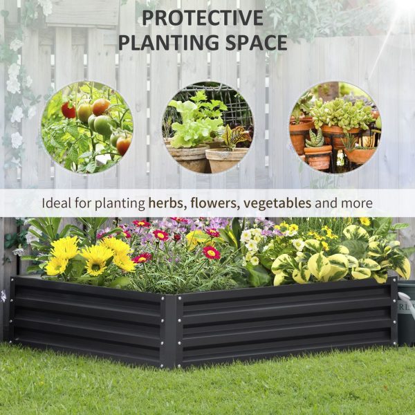 Raised Garden Bed Gardner Frame Outdoor Planter Kit Flower Vegetables Grey - Image 4
