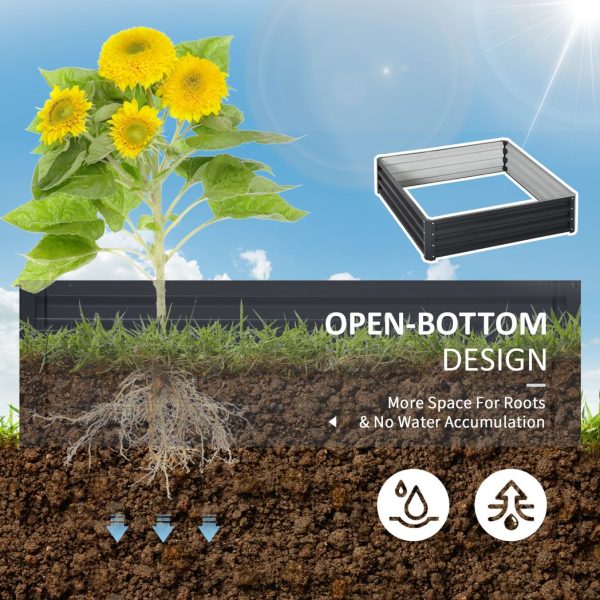 Raised Garden Bed Gardner Frame Outdoor Planter Kit Flower Vegetables Grey - Image 6