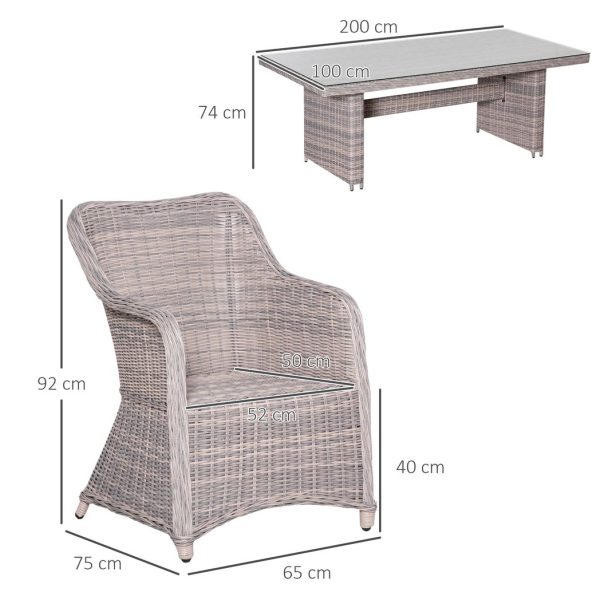 7 PCS Patio PE Rattan Wicker Dining Table Set Furniture w/ Tempered Glass - Image 3