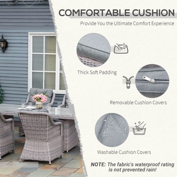 7 PCS Patio PE Rattan Wicker Dining Table Set Furniture w/ Tempered Glass - Image 5