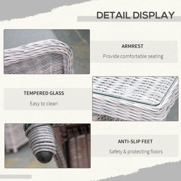 7 PCS Patio PE Rattan Wicker Dining Table Set Furniture w/ Tempered Glass - Image 6