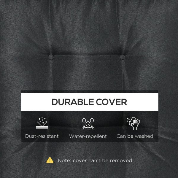 40 x 40cm Garden Seat Cushion with Ties Replacement Dining Chair Seat Pad, Black - Image 5