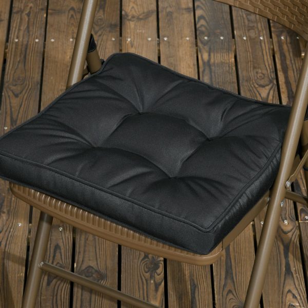 40 x 40cm Garden Seat Cushion with Ties Replacement Dining Chair Seat Pad, Black - Image 7