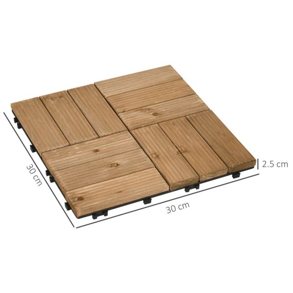 Pack of 27 Interlocking Decking Tiles 30x30cm Outdoor Flooring, 2.5?, Brown - Image 3