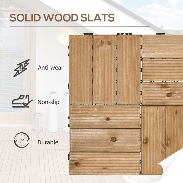 Pack of 27 Interlocking Decking Tiles 30x30cm Outdoor Flooring, 2.5?, Brown - Image 4
