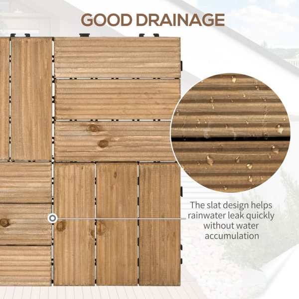 Pack of 27 Interlocking Decking Tiles 30x30cm Outdoor Flooring, 2.5?, Brown - Image 5