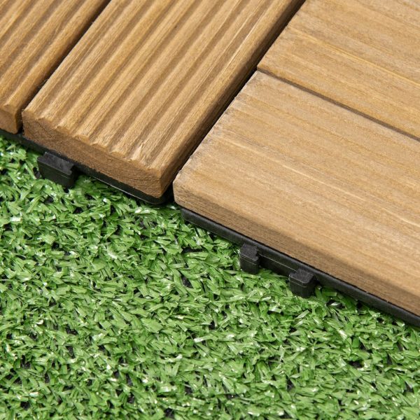 Pack of 27 Interlocking Decking Tiles 30x30cm Outdoor Flooring, 2.5?, Brown - Image 8