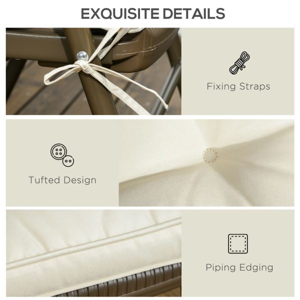 40 x 40cm Garden Seat Cushion with Ties Replacement Dining Chair Seat Pad, Cream - Image 6