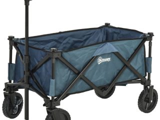Pull Along Cart Folding Cargo Wagon Trailer Trolley For Beach Garden w/ Handle