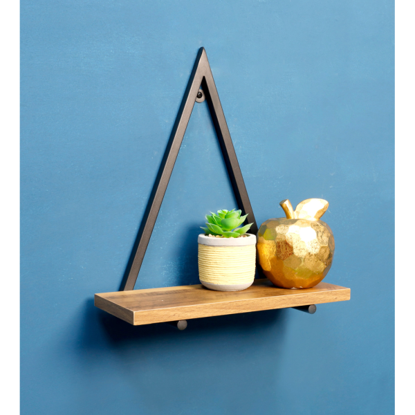 1 Tier Dark OAK Triangle Wall Shelf with Black Metal Frame - PARGI - Image 8