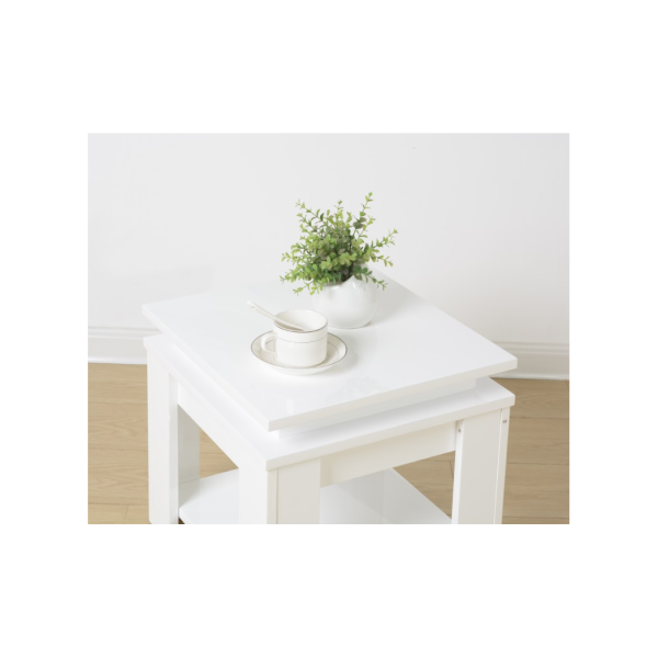 WHITE Square Side Table with BLUE LED Light - EFFULGENCE - Image 5