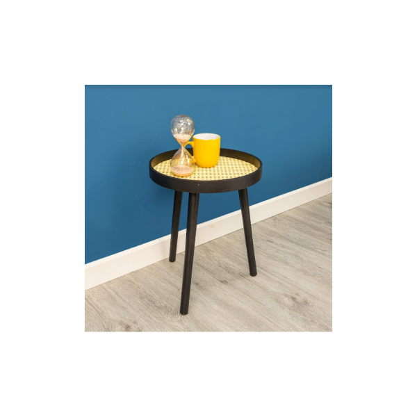 Cane Black Round Side Table - SLENDER - Image 5