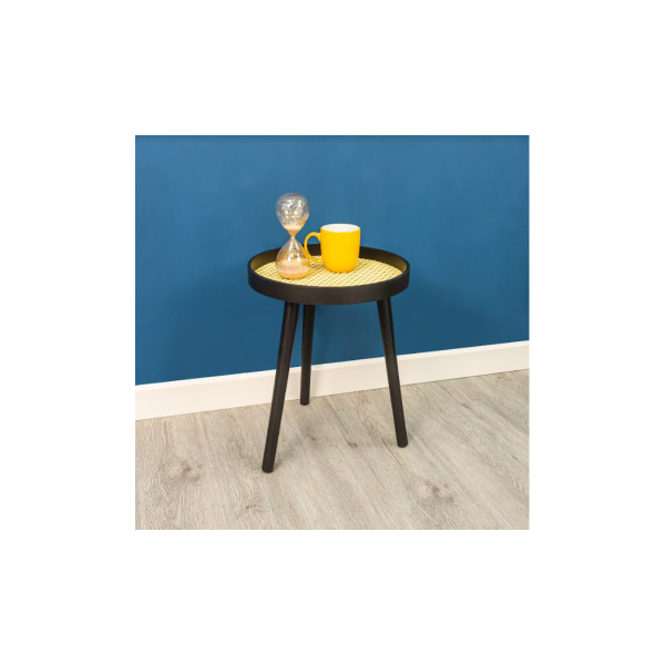 Cane Black Round Side Table - SLENDER - Image 6