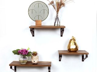 Set of 3 Dark OAK Floating Wall Shelves - PARGI