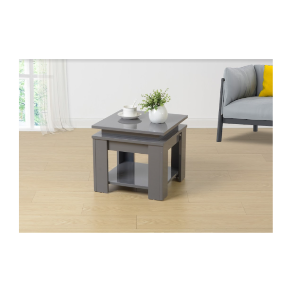 GREY Square Side Table with BLUE LED Light - EFFULGENCE - Image 4