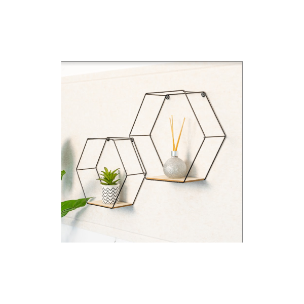 Set of 2 Hexagonal Wall Shelves - CHELF - Image 2