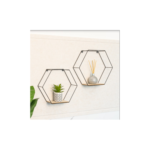 Set of 2 Hexagonal Wall Shelves - CHELF - Image 3