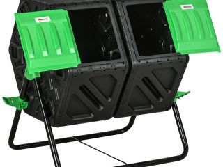 Outsunny 130L Compost Bin Dual Chamber Rotating Composter w/ Ventilation Holes
