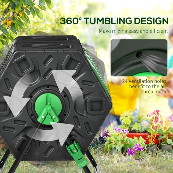 Outsunny 130L Compost Bin Dual Chamber Rotating Composter w/ Ventilation Holes - Image 5