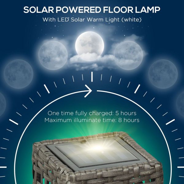 Outsunny Outdoor Rattan Solar Lantern wtih Auto On/Off Solar Powered LED Lights - Image 5