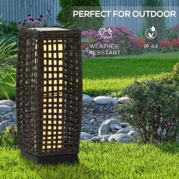 Outsunny Outdoor Rattan Solar Lantern wtih Auto On/Off Solar Powered LED Lights - Image 7