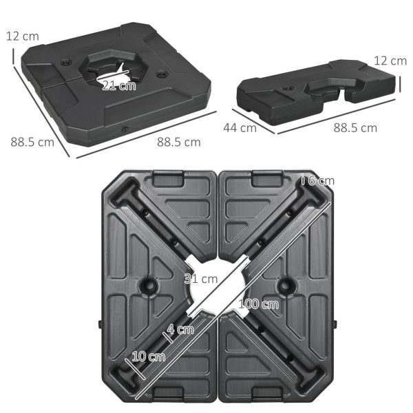 Outsunny Umbrella Weights for Offset Parasols, 110kg Sand or 70kg Water Filled - Image 3