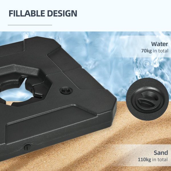 Outsunny Umbrella Weights for Offset Parasols, 110kg Sand or 70kg Water Filled - Image 5
