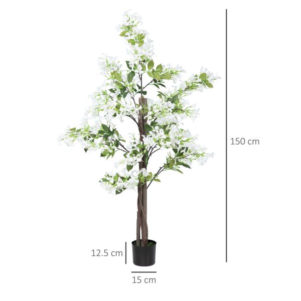 HOMCOM Potted Artificial Plants Honeysuckle Flower for Indoor Outdoor, White - Image 3