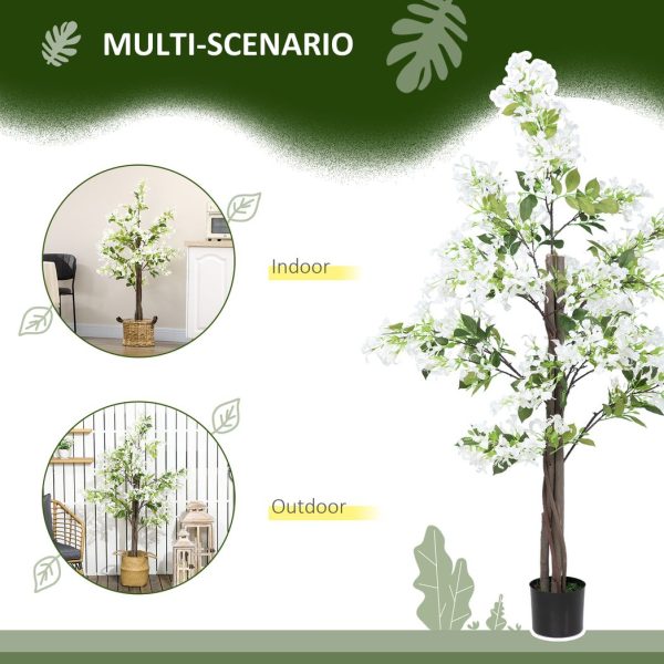 HOMCOM Potted Artificial Plants Honeysuckle Flower for Indoor Outdoor, White - Image 5