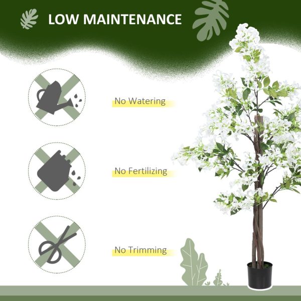 HOMCOM Potted Artificial Plants Honeysuckle Flower for Indoor Outdoor, White - Image 6