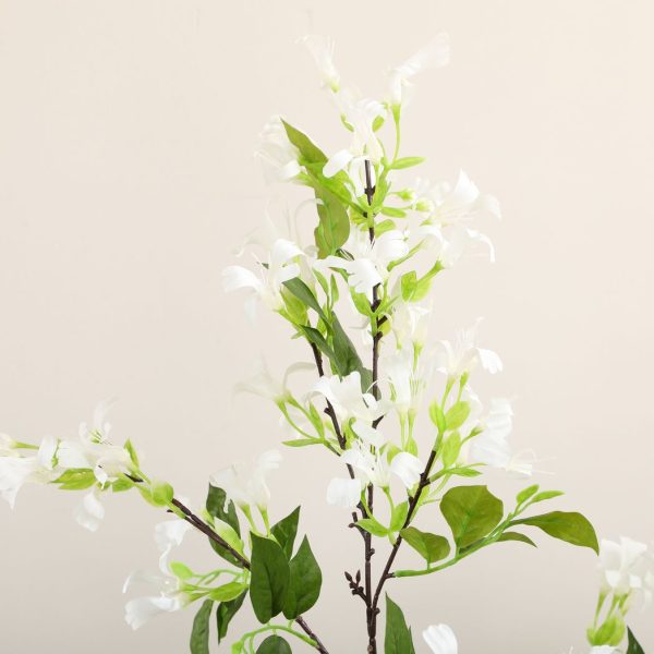HOMCOM Potted Artificial Plants Honeysuckle Flower for Indoor Outdoor, White - Image 7