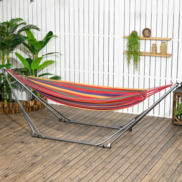Outsunny Foldable Hammock Stand, 2 in 1 Hammock Net Stand & Clothes Drying Rack - Image 2