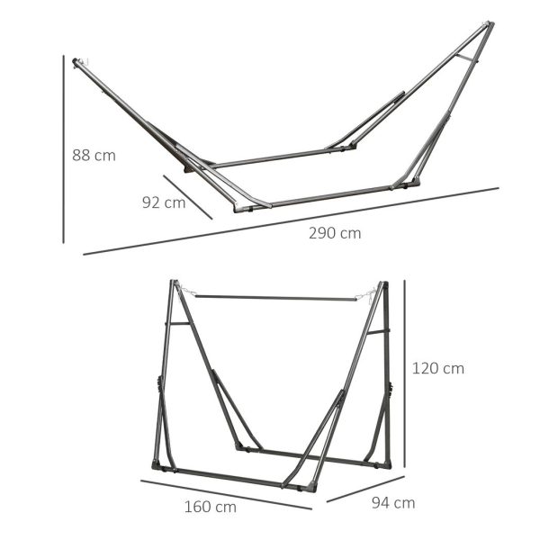Outsunny Foldable Hammock Stand, 2 in 1 Hammock Net Stand & Clothes Drying Rack - Image 3