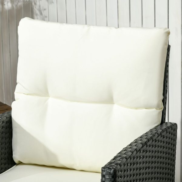 Outsunny Rattan Garden Furniture Sofa Set, 2 Armchairs 2 Footstools Table White - Image 8