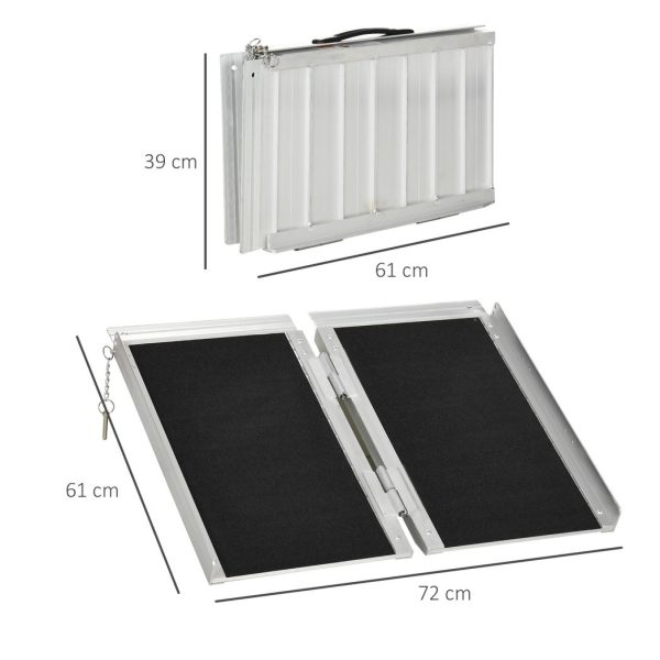 HOMCOM Duo Wheelchair Ramp Pushchair Mobility Assistance w/Carry Handle 72x61cm - Image 3
