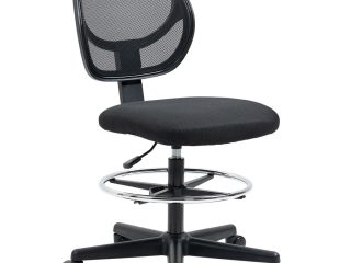 Vinsetto Draughtsman Chair Tall Office Chair w/ Adjustable Footrest Ring Black