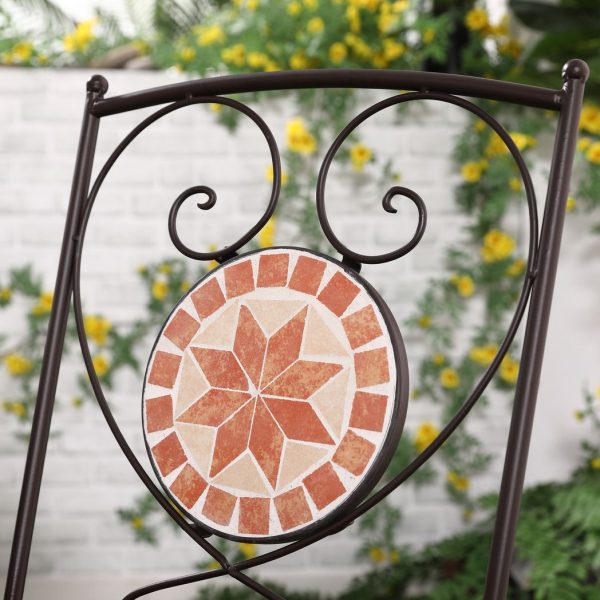 Outsunny 3-Piece Outdoor Bistro Set w/ Mosaic Round Table and 2 Armless Chairs - Image 7