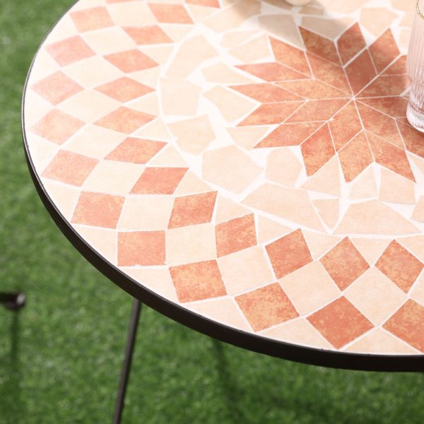 Outsunny 3-Piece Outdoor Bistro Set w/ Mosaic Round Table and 2 Armless Chairs - Image 8
