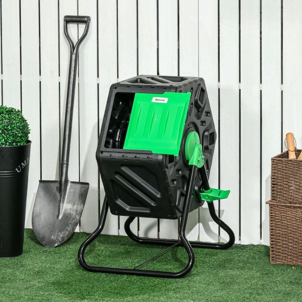 Outsunny 65L Garden Compost Bin, Barrel Rotating Composter with Steel Legs - Image 2