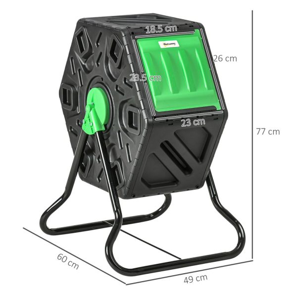 Outsunny 65L Garden Compost Bin, Barrel Rotating Composter with Steel Legs - Image 3