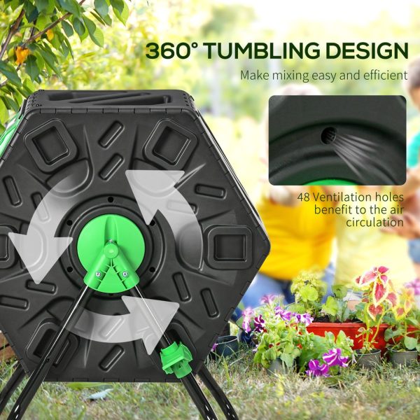 Outsunny 65L Garden Compost Bin, Barrel Rotating Composter with Steel Legs - Image 5