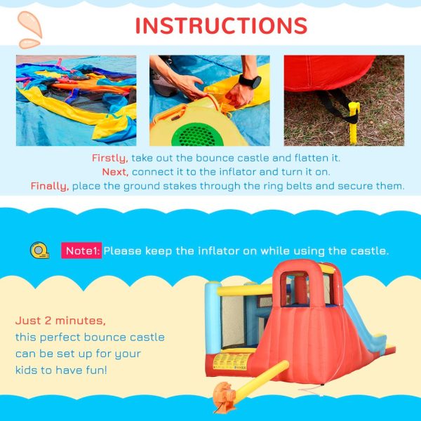 Outsunny 4 in 1 Kids Bouncy Castle Slide Pool Trampoline Climbing Wall Blower - Image 7